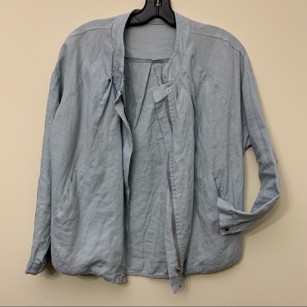 💯 Linen Bomber Light Jacket Casual Blue M by Porsche, Layering Sweater B…
